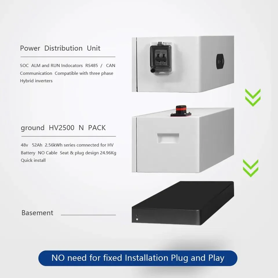 High Voltage Solar Battery Stackable Lithium Ion Battery LiFePO4 48V 200ah 4packs 2.5kwh Per Pack Solar Energy Storage Battery