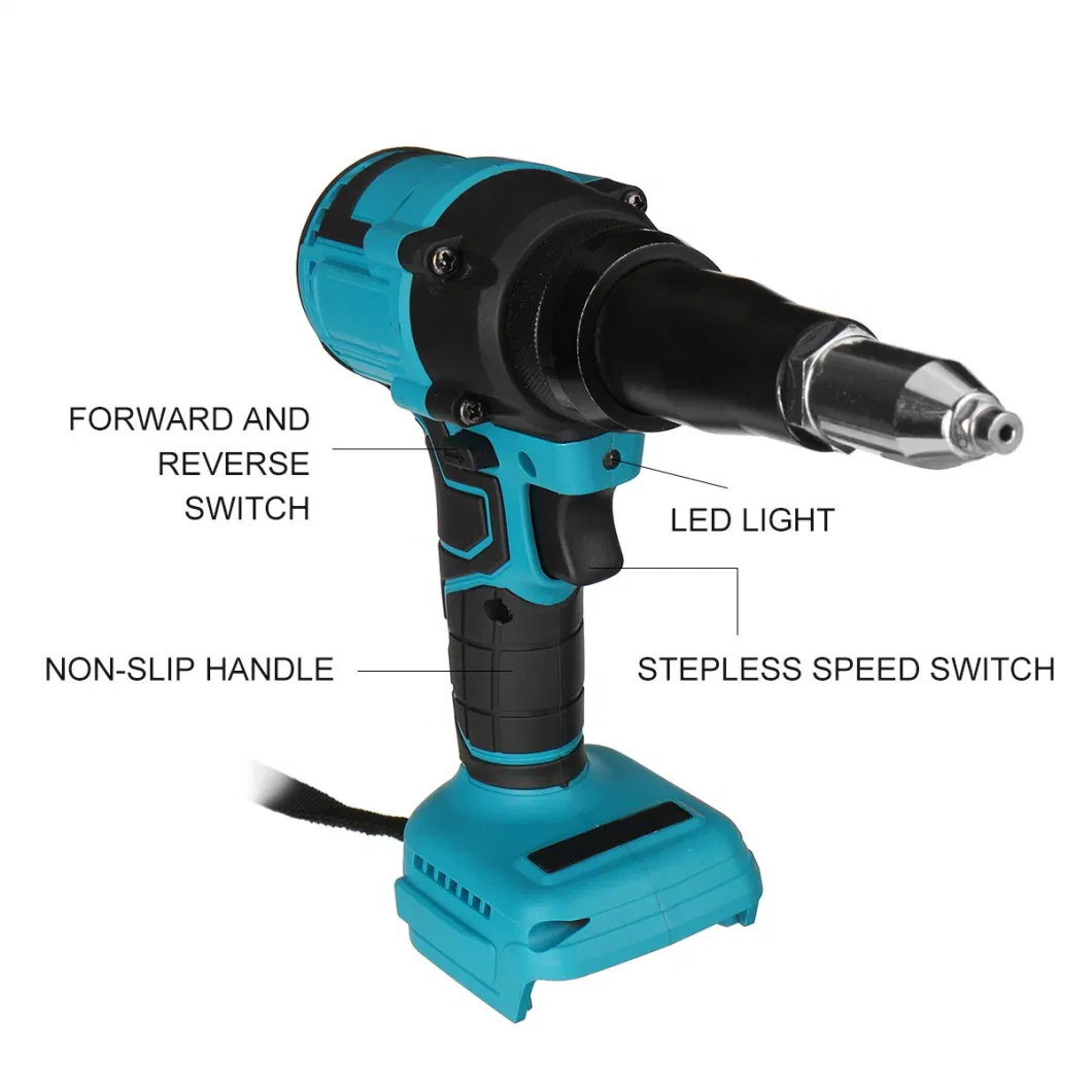 20V Electric Rivet Gun Riveting Tool Electrical Blind Riveter Power Tool with Plastic Package